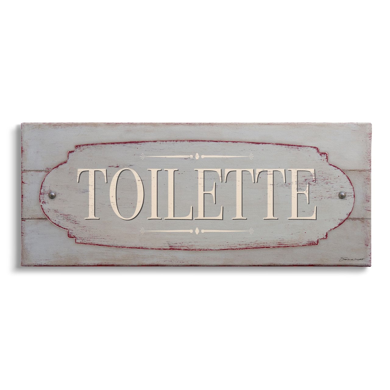 Stupell Industries Rustic Toilette Sign French Farmhouse Traditional Grain Pattern Canvas Wall Art
